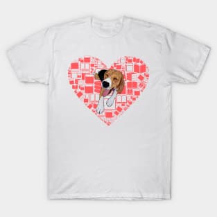 Beagle in red books of heart T-Shirt